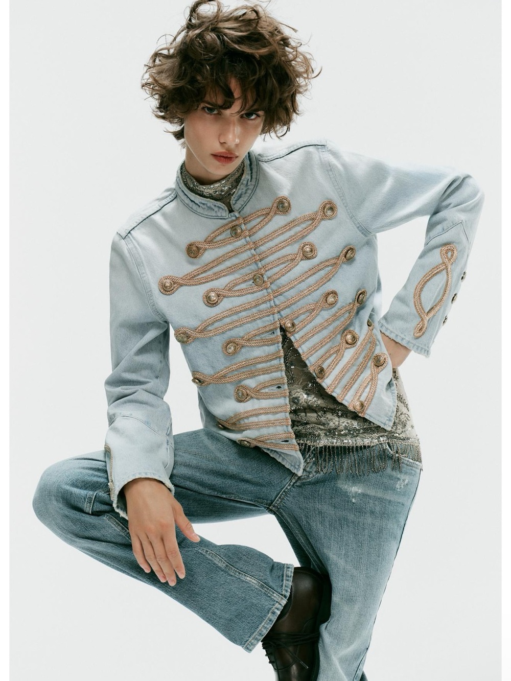 Zara TRF DENIM BUTTON JACKET